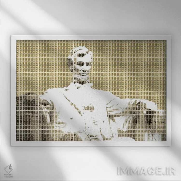 تابلو دکوراتیو یادبود لینکلن اثر گری هاگبن - نمای قابدار سفید