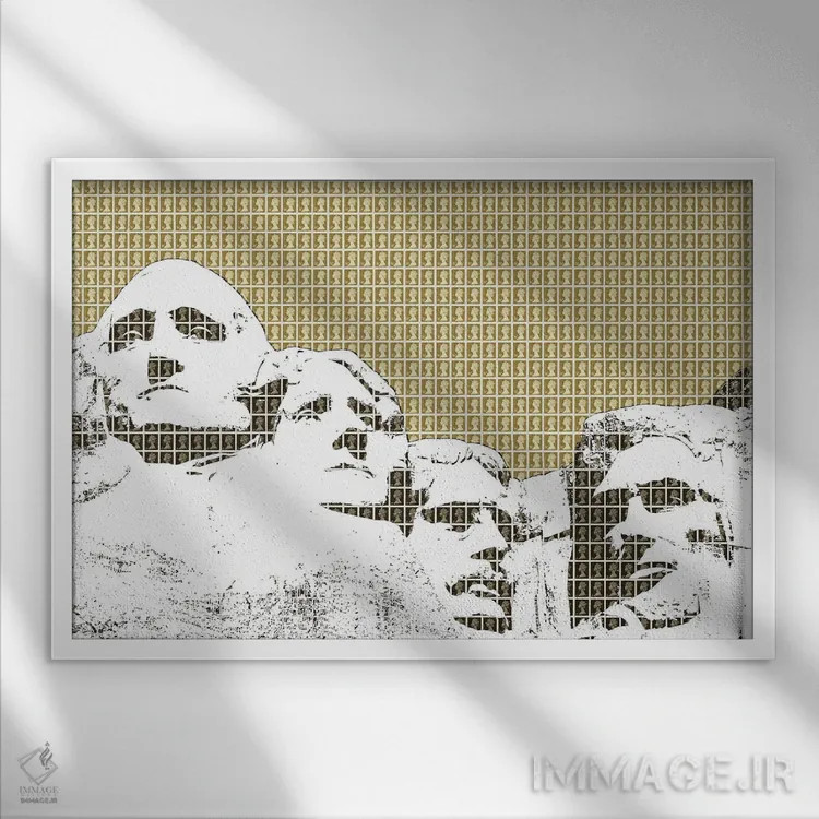 تابلو دکوراتیو راشمور اثر گری هاگبن - نمای قابدار سفید