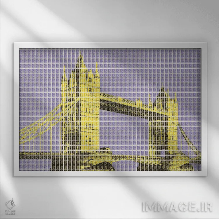 تابلو دکوراتیو پل برج اثر گری هاگبن - نمای قابدار سفید