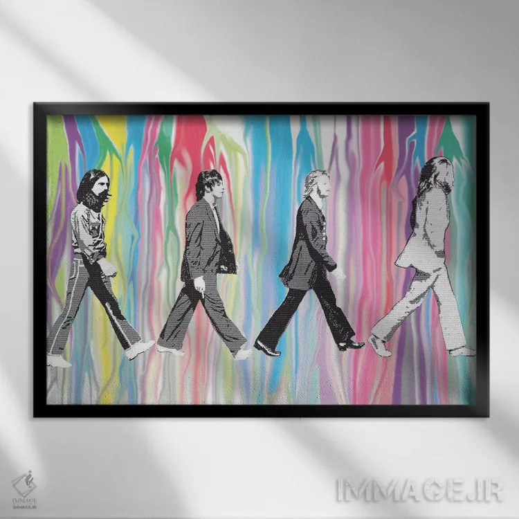 تابلو دکوراتیو بیتلز اثر گری هاگبن - نمای قابدار مشکی