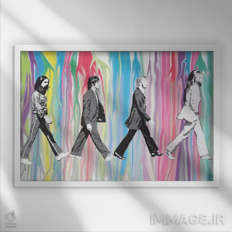 تابلو دکوراتیو بیتلز اثر گری هاگبن - نمای قابدار سفید