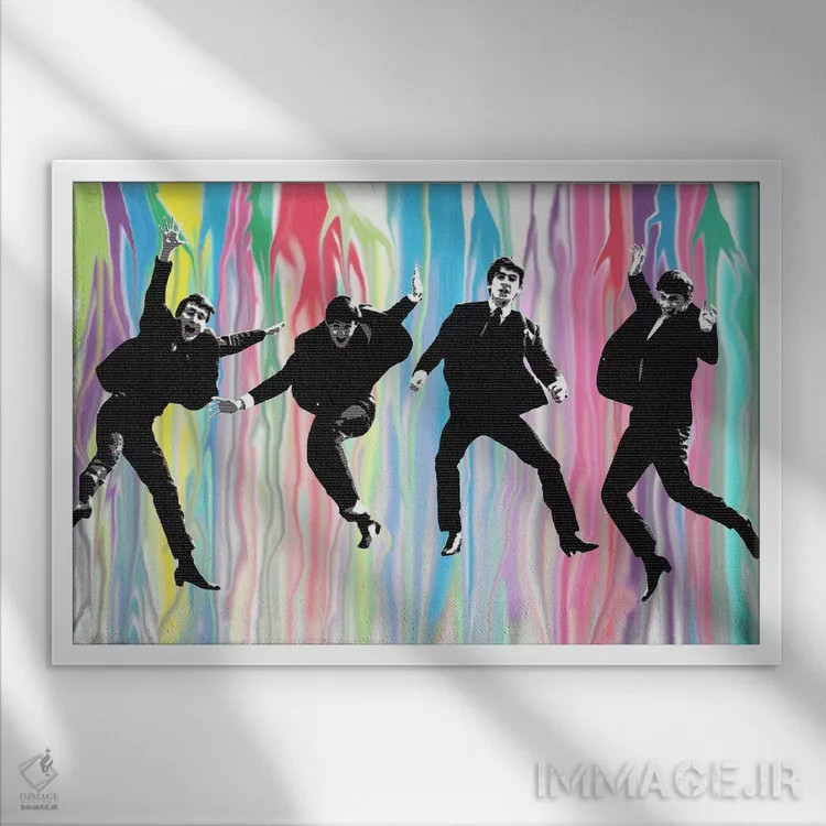 تابلو دکوراتیو پرش بیتلز اثر گری هاگبن - نمای قابدار سفید