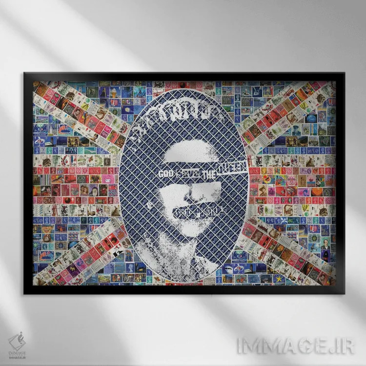 تابلو دکوراتیو خدا ملکه را حفظ کند اثر گری هاگبن - نمای قابدار مشکی