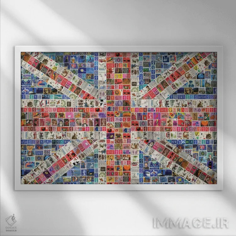 تابلو دکوراتیو پرچم اتحاد اثر گری هاگبن - نمای قابدار سفید