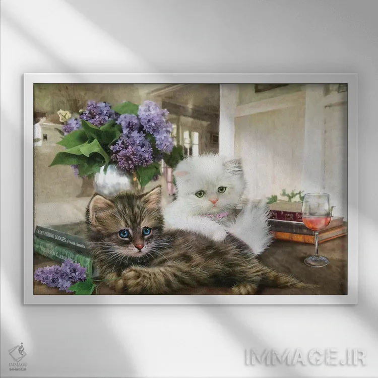 تابلو دکوراتیو خلوت روی میز اثر جوردانو استودیو - نمای قابدار سفید