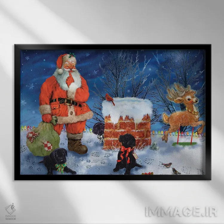 تابلو دکوراتیو دوستان پشت بام سانتا اثر جوردانو استودیو - نمای قابدار مشکی