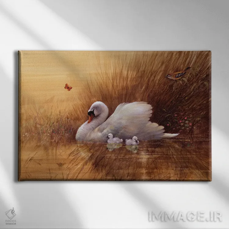 تابلو دکوراتیو بچه قوهای تابستانی اثر جوردانو استودیو - نمای روبهرو روی دیوار