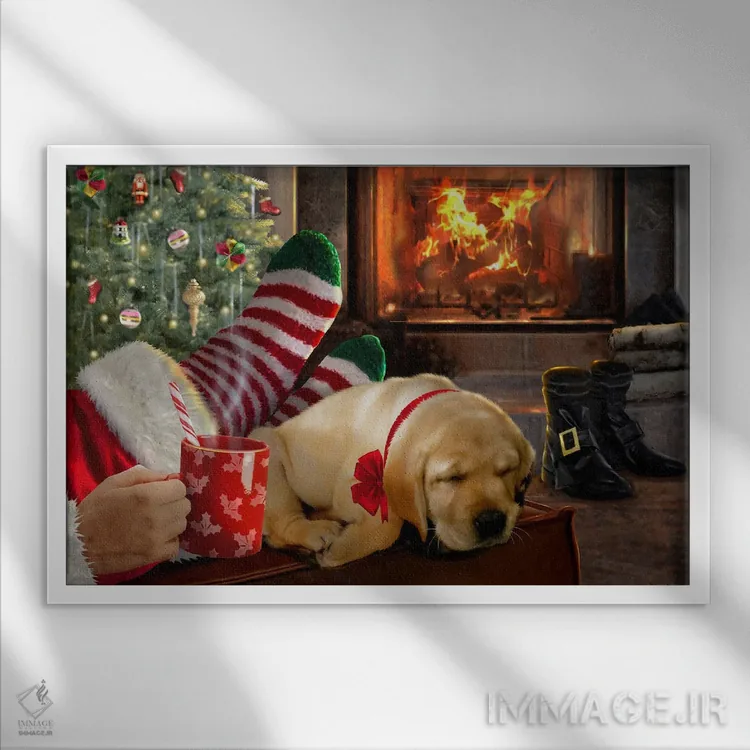 تابلو دکوراتیو سانتا استراحت می کند اثر جوردانو استودیو - نمای قابدار سفید