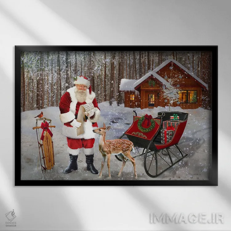 تابلو دکوراتیو پیامی برای سانتا اثر جوردانو استودیو - نمای قابدار مشکی