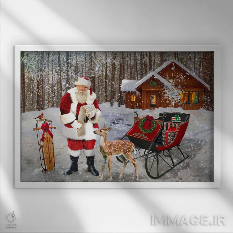 تابلو دکوراتیو پیامی برای سانتا اثر جوردانو استودیو - نمای قابدار سفید