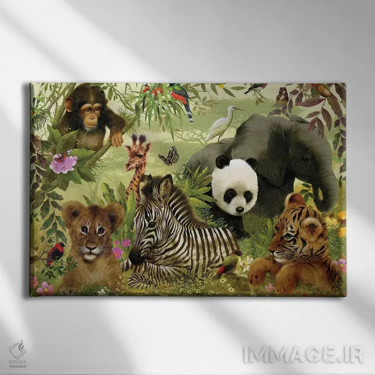 تابلو دکوراتیو گونه های رو به انقراض اثر جوردانو استودیو - نمای روبهرو روی دیوار