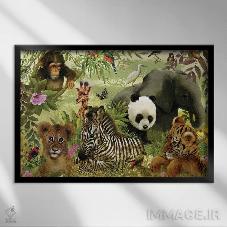 تابلو دکوراتیو گونه های رو به انقراض اثر جوردانو استودیو - نمای قابدار مشکی