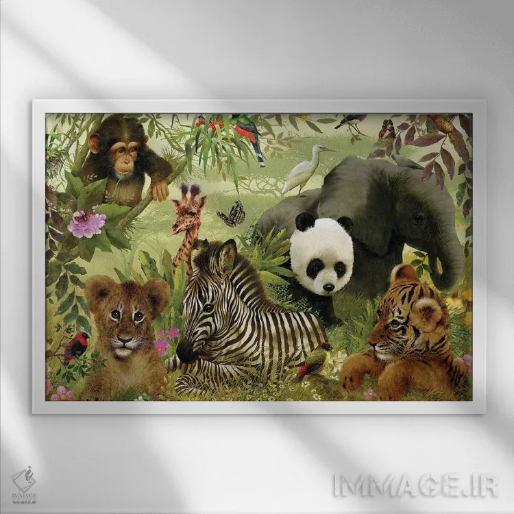 تابلو دکوراتیو گونه های رو به انقراض اثر جوردانو استودیو - نمای قابدار سفید