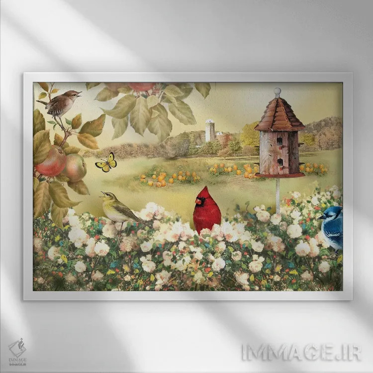 تابلو دکوراتیو بالا تر از گل ها اثر جوردانو استودیو - نمای قابدار سفید