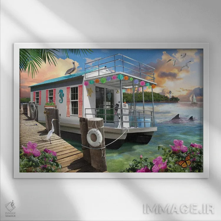 تابلو دکوراتیو روزی دیگر در بهشت اثر جوردانو استودیو - نمای قابدار سفید