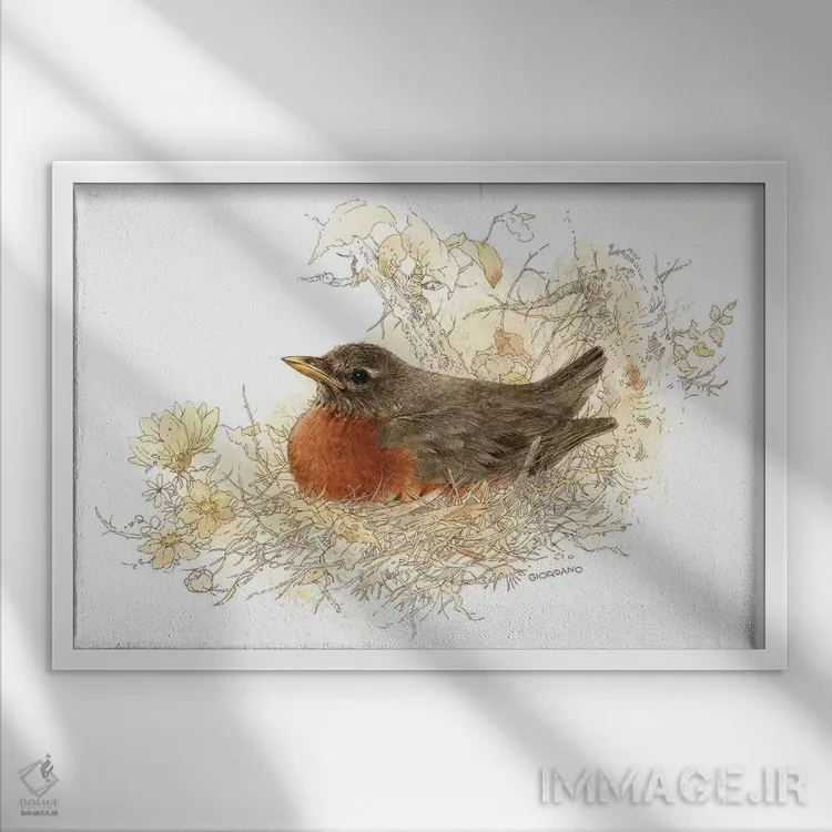 تابلو دکوراتیو طرح روبین اثر جوردانو استودیو - نمای قابدار سفید