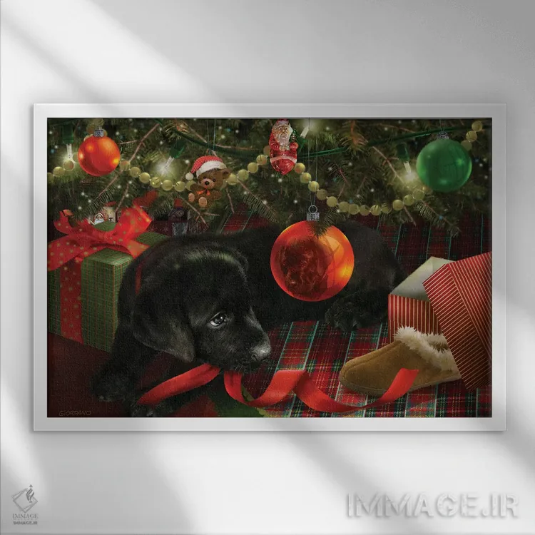 تابلو دکوراتیو مشکی سبز جدید است اثر جوردانو استودیو - نمای قابدار سفید