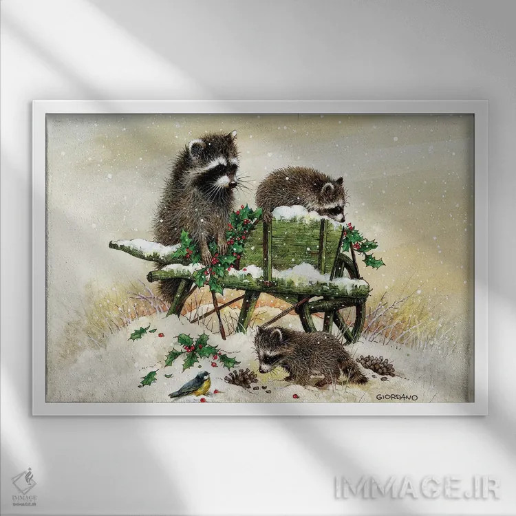 تابلو دکوراتیو راهزن ها روی گاری اثر جوردانو استودیو - نمای قابدار سفید