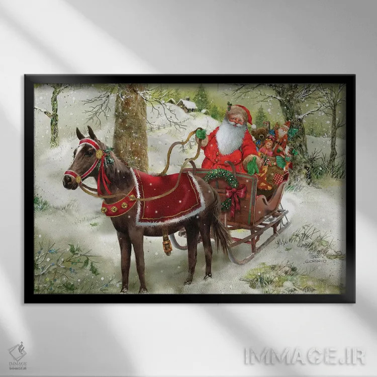 تابلو دکوراتیو بیا کالسکه سواری کنیم اثر جوردانو استودیو - نمای قابدار مشکی