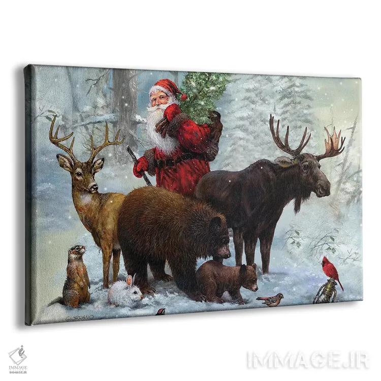 تابلو دکوراتیو بهترین دوستان سانتا اثر جوردانو استودیو - نمای پرسپکتیو محصول