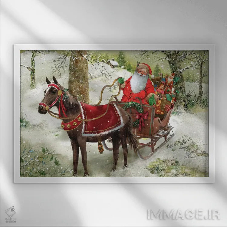 تابلو دکوراتیو بیا کالسکه سواری کنیم اثر جوردانو استودیو - نمای قابدار سفید