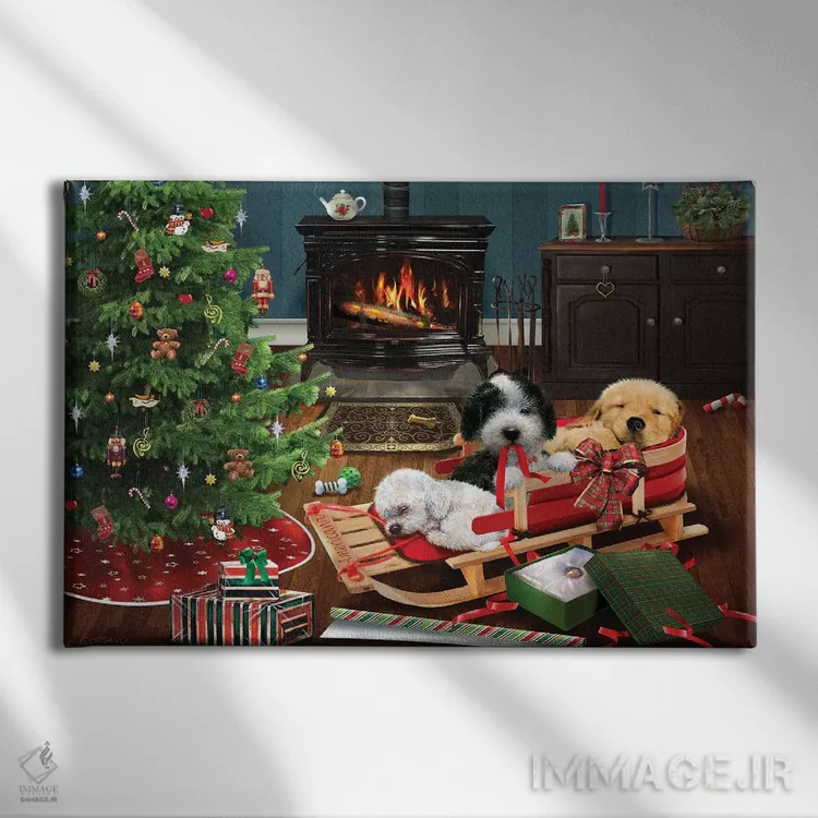 تابلو دکوراتیو سه قلوی خواب آلود اثر جوردانو استودیو - نمای روبهرو روی دیوار