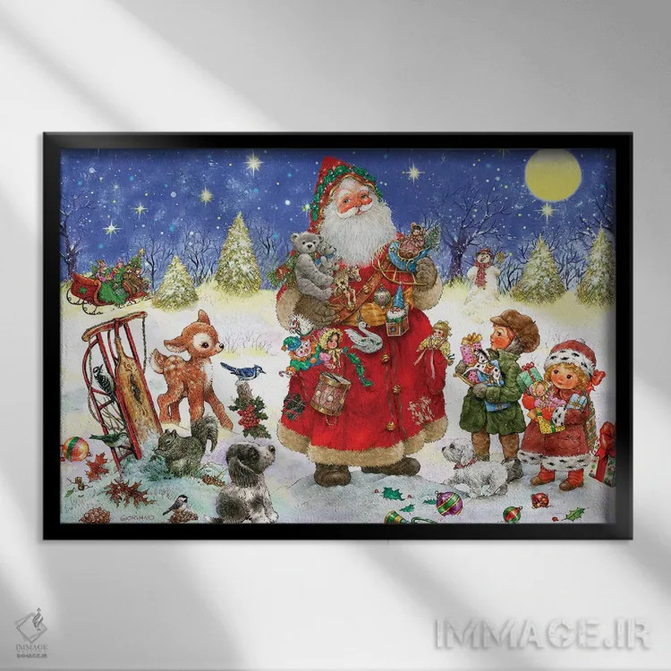 تابلو دکوراتیو آنچه برای کریسمس می خواهم اثر جوردانو استودیو - نمای قابدار مشکی