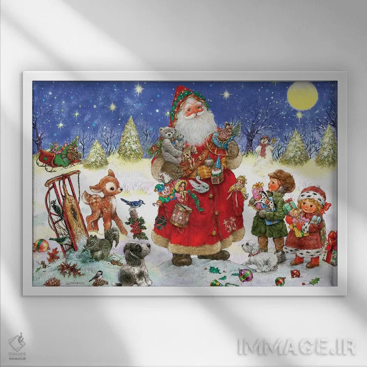 تابلو دکوراتیو آنچه برای کریسمس می خواهم اثر جوردانو استودیو - نمای قابدار سفید