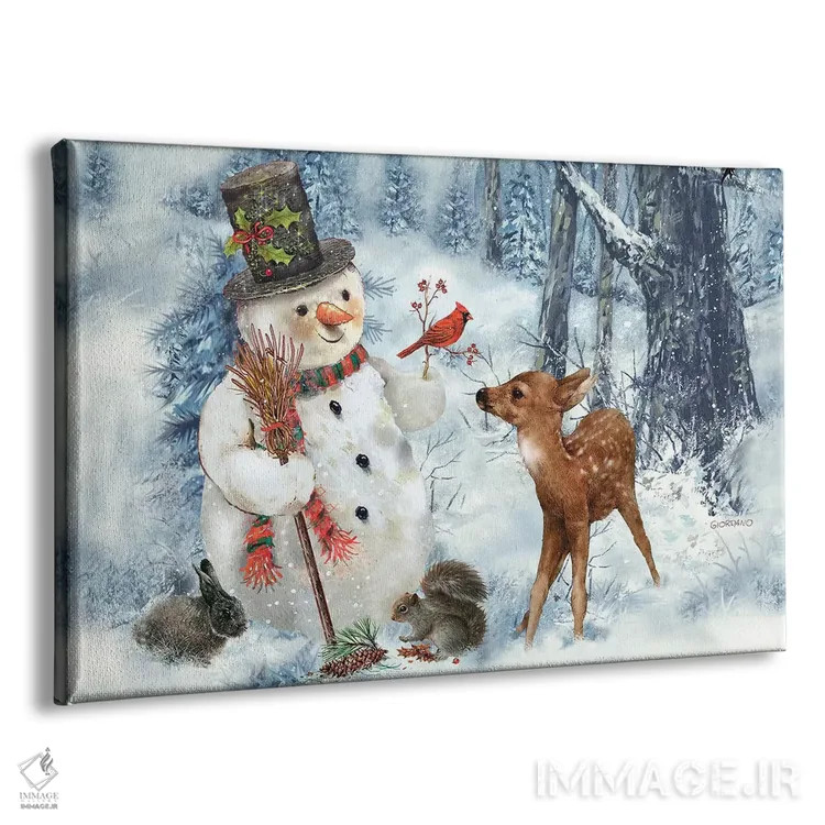 تابلو دکوراتیو آدم برفی جنگلی اثر جوردانو استودیو - نمای پرسپکتیو محصول