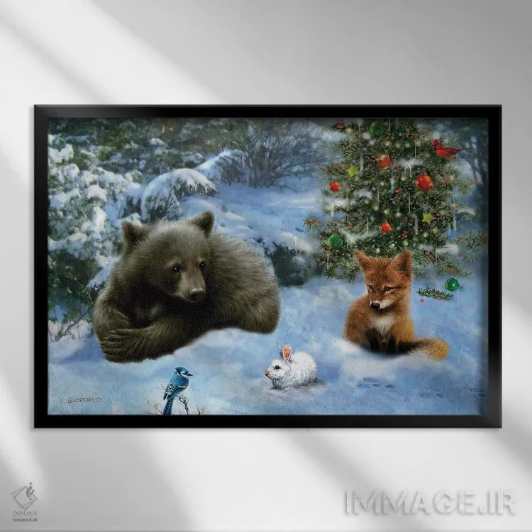 تابلو دکوراتیو همبازی های جنگلی اثر جوردانو استودیو - نمای قابدار مشکی