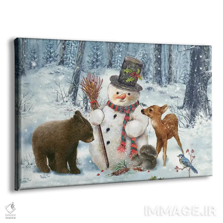 تابلو دکوراتیو آدم برفی جنگلی اثر جوردانو استودیو - نمای پرسپکتیو محصول