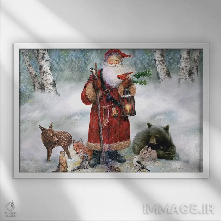 تابلو دکوراتیو سانتای جنگلی اثر جوردانو استودیو - نمای قابدار سفید