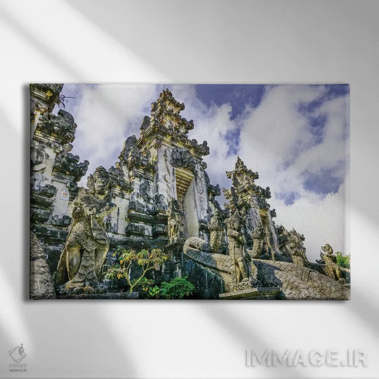 تابلو دکوراتیو زمین های باشکوه دروازه بهشت با هفت معبد مشرف به بلندترین کو… اثر گرگ جانستون - نمای روبهرو روی دیوار
