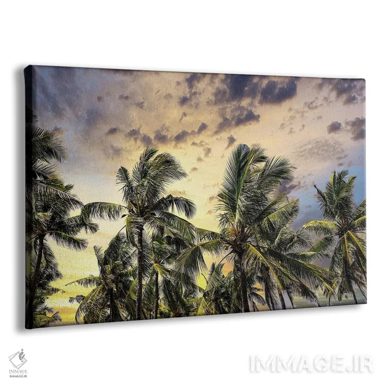 تابلو دکوراتیو نخل ها در امتداد جاده ساحلی رو به کوهستان، بالی، اندونزی اثر گرگ جانستون - نمای پرسپکتیو محصول