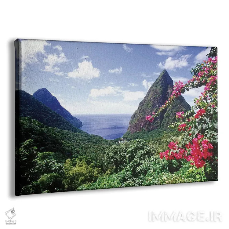 تابلو دکوراتیو منظره ساحلی، خلیج پیتونز، سنت لوسیا اثر گرگ جانستون - نمای پرسپکتیو محصول