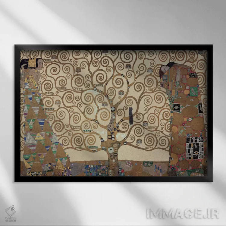 تابلو کلاسیک درخت زندگی اثر گوستاو کلیمت - نمای قابدار مشکی