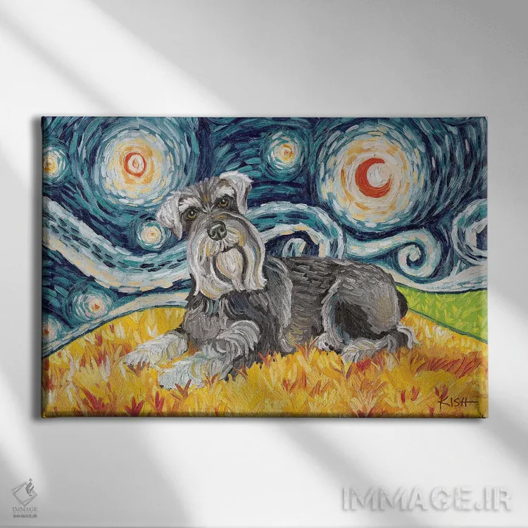 تابلو دکوراتیو اشناوزر در شب پرستاره اثر گرچن کیش سرانو - نمای روبهرو روی دیوار