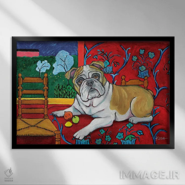 تابلو دکوراتیو بولداگ موتیسه اثر گرچن کیش سرانو - نمای قابدار مشکی