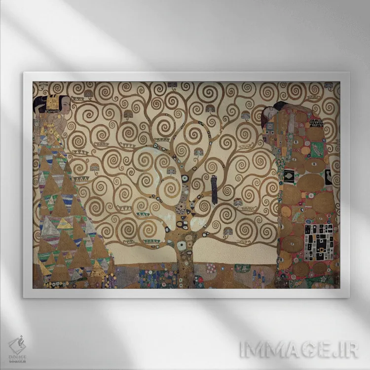 تابلو کلاسیک درخت زندگی اثر گوستاو کلیمت - نمای قابدار سفید