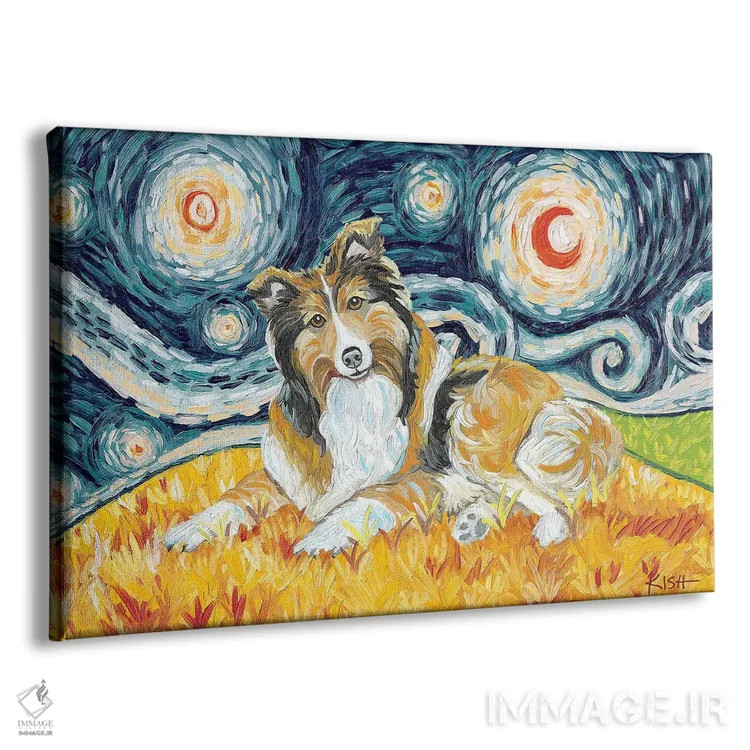 تابلو دکوراتیو شلتی در شب پرستاره اثر گرچن کیش سرانو - نمای پرسپکتیو محصول