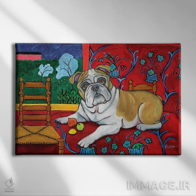 تابلو دکوراتیو بولداگ موتیسه اثر گرچن کیش سرانو - نمای روبهرو روی دیوار