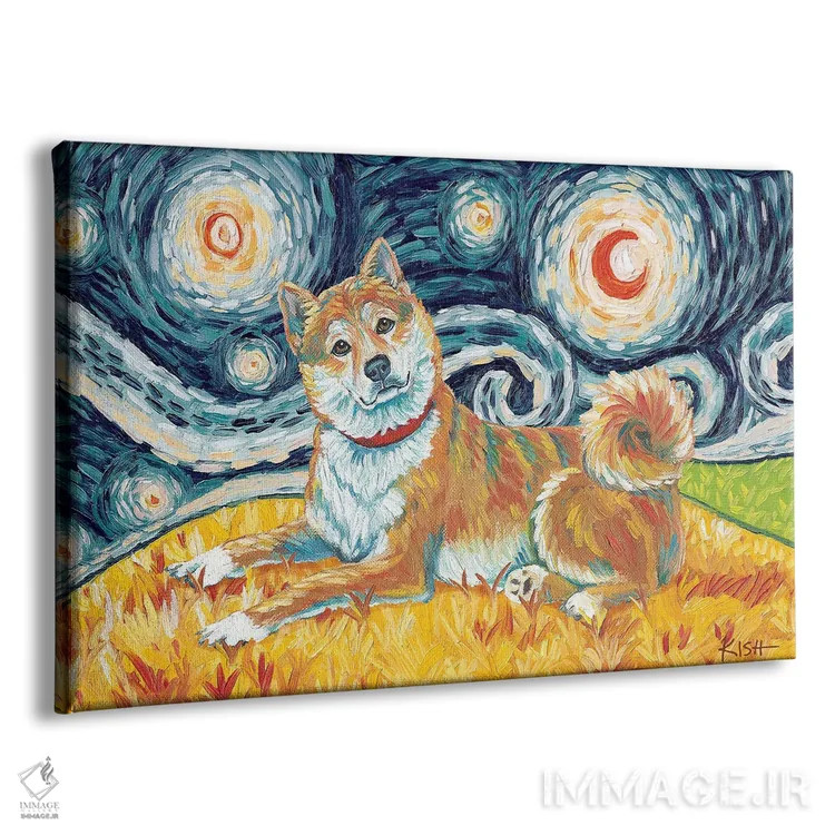 تابلو دکوراتیو شیبا اینو در شب پرستاره قرمز اثر گرچن کیش سرانو - نمای پرسپکتیو محصول