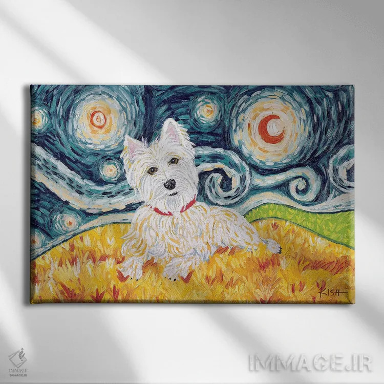 تابلو دکوراتیو وستی در شب پرستاره اثر گرچن کیش سرانو - نمای روبهرو روی دیوار