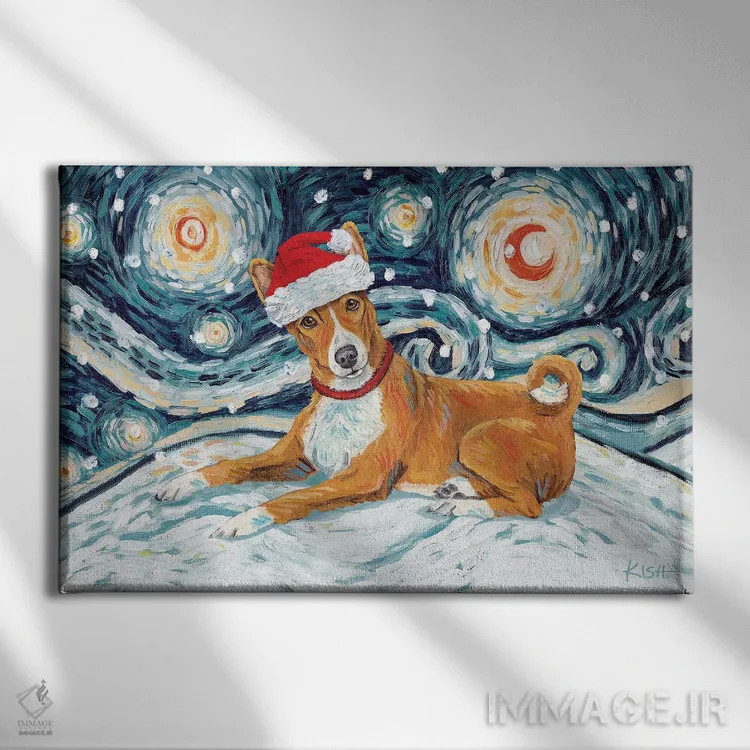 تابلو دکوراتیو باسنجی در یک شب برفی اثر گرچن کیش سرانو - نمای روبهرو روی دیوار