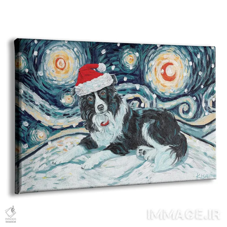 تابلو دکوراتیو بردر کولی در یک شب برفی اثر گرچن کیش سرانو - نمای پرسپکتیو محصول