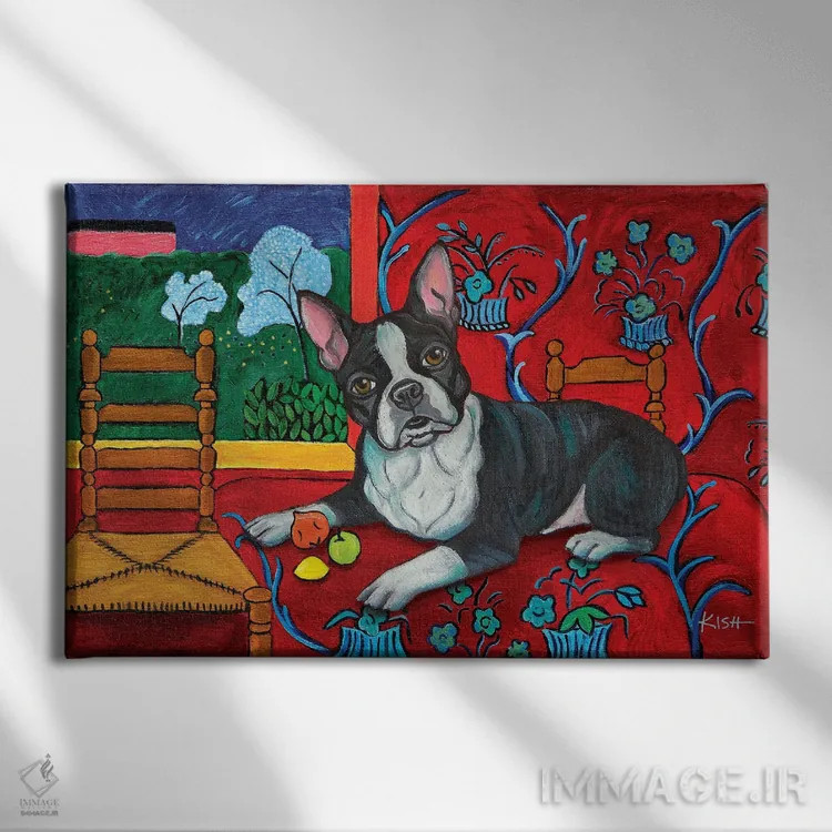 تابلو دکوراتیو بوستون تریر موتیس اثر گرچن کیش سرانو - نمای روبهرو روی دیوار