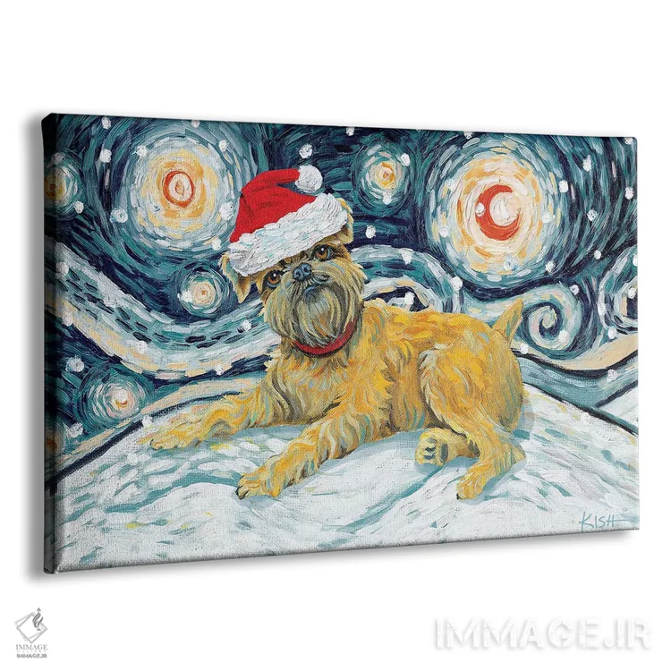 تابلو دکوراتیو گریفون بروکسل در یک شب برفی اثر گرچن کیش سرانو - نمای پرسپکتیو محصول