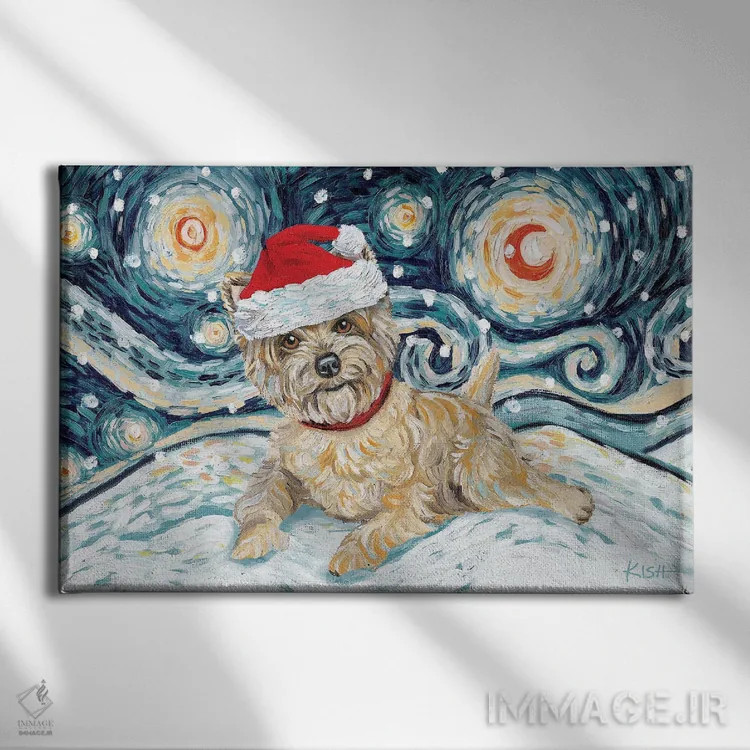 تابلو دکوراتیو کرن تریر در یک شب برفی اثر گرچن کیش سرانو - نمای روبهرو روی دیوار