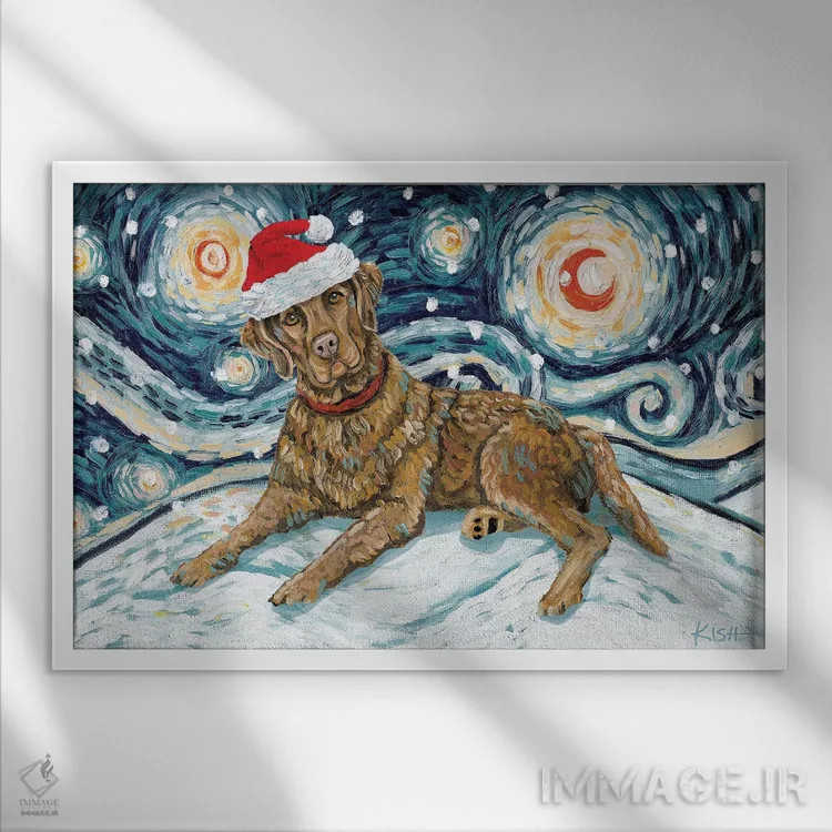 تابلو دکوراتیو ریتریور چساپیک بی در یک شب برفی اثر گرچن کیش سرانو - نمای قابدار سفید