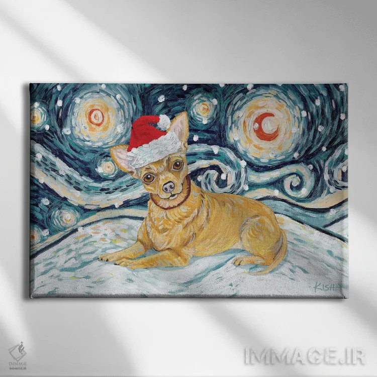 تابلو دکوراتیو چی واوا در یک شب برفی اثر گرچن کیش سرانو - نمای روبهرو روی دیوار